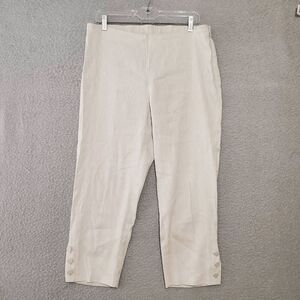 J Jill Love Linen Women's Side Zip Stone Buttons Ankel Cropped Pants M